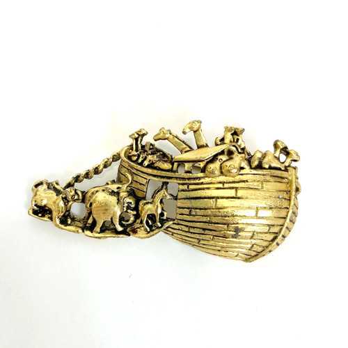 Noah ark gold tone - ark, brooch