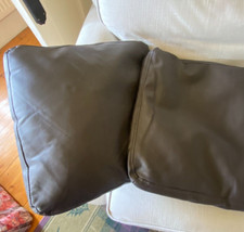 A Pair of Faux Brown Leather Seat Pads 44cm x 44cm x 5cm