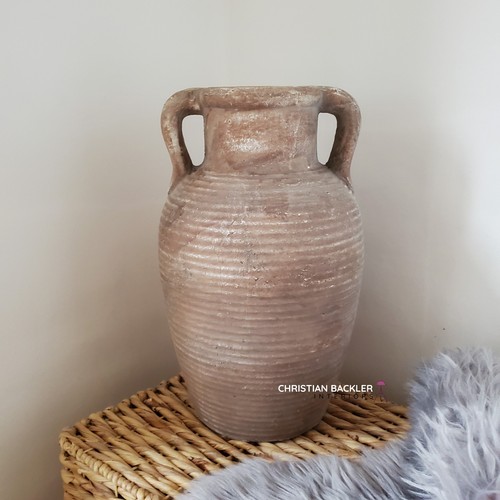Tall rustic ceramic vase with - rustic,