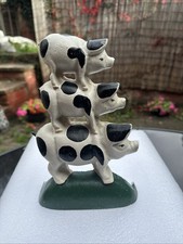 Vintage Cast Iron Door Stop Pig Large 10" Tall Farmhouse Country Kitchen Deco