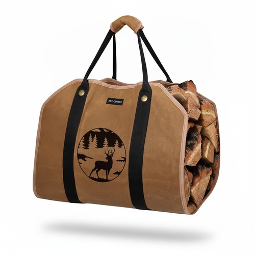 Firewood carrier canvas tote - firewood,
