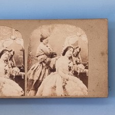 Victorian Opera Stereoview 3D C1860 Real Photo Guilia Grisi Brides Toilette Pose