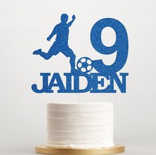 Personalised Birthday Football Cake Topper Custom Glitter Cake Decor Any Age