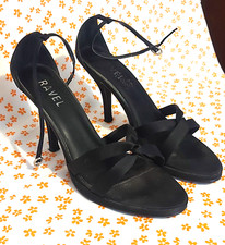 Ravel Black Strappy Stiletto Shoes - Size EUR39/UK 6 with spare heel tips