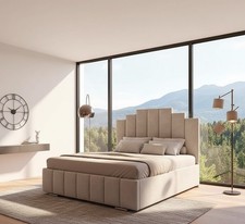 LUXURY PIANO TILE BED WITH GAS LIFT OTTOMAN STORAGE IN PLUSH VELVET IN UK SIZES