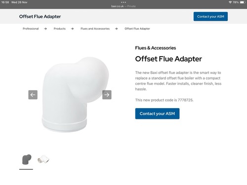 Baxi offset flue - baxi, adapter
