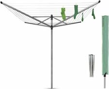 Brabantia 60m 4 Arm Rotary Airer Washing Line Dryer Cover Ground Spike