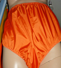 Silky Slippy Bright Orange Full Bum Big Knickers panties 32/48" Adult nappy Baby