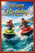Jet ski birthday card for - birthday,
