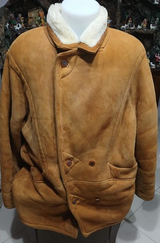 Men brown shearling coat - men's,