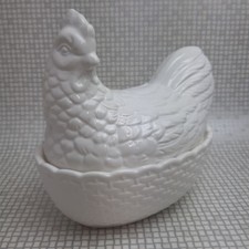 Vintage White Glazed Hen on