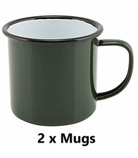2 X Enamel Mug 1/2pt 0.28lt