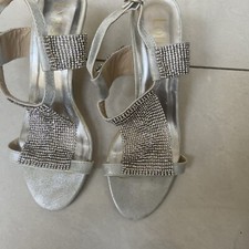 Ladies LOTUS Silver Diamante Chainmail Silver Wedding Party or Event Shoes UK 3