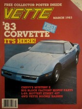 Chevrolet VETTE Magazine March 1983--featuring 1963,1967,1973,1976 and new 1984