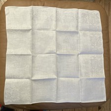 Set of 6 Irish Linen Double Damask Napkins . 22” square.  Rose Pattern Starched