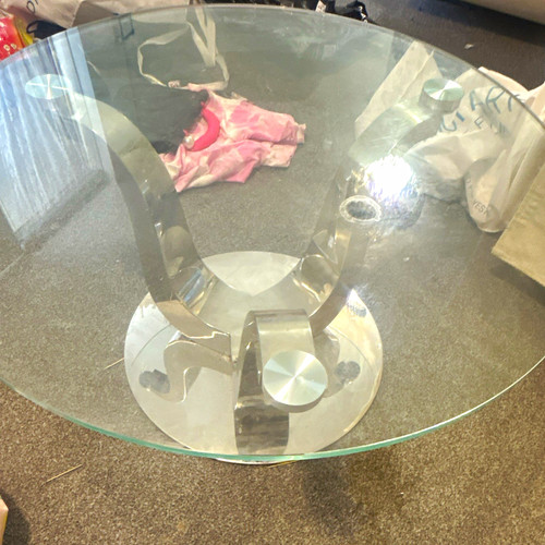 Round glass coffee table - glass,