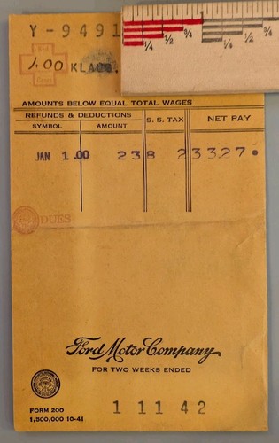 Wwii 1942 ford pay envelope - 1942,