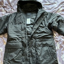 MENS FRED PERRY XL BLACK ZIP UP WARM WINTER LONG PARKA COAT JACKET MOD