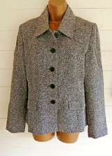 Grey Blazer & Skirt size 12 Tweed effect fabric smart separates / suit