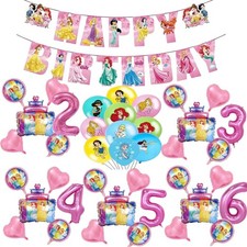 Disney Princess balloons birthday Age set backdrop girls kids party decoration