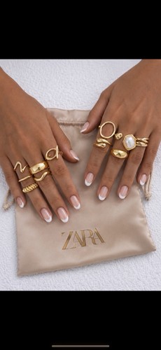 Zara gold pearl abstract rings - gold,