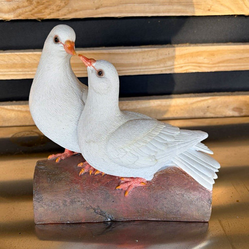Pair white dove pigeon ceramic - white, dove/pigeon