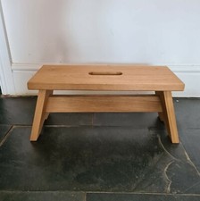 Handcrafted Oak CRACKET - Hop on/Foot/Milking/Child step stool, Plant stand
