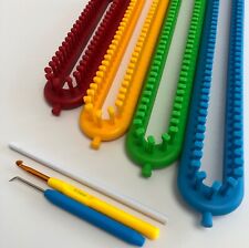 KnitUK Knitting Long Loom Set of 4 Looms with Pegs All-Fitted. Medium Gauge