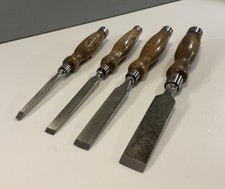 4 VINTAGE WOOD CHISELS WITH