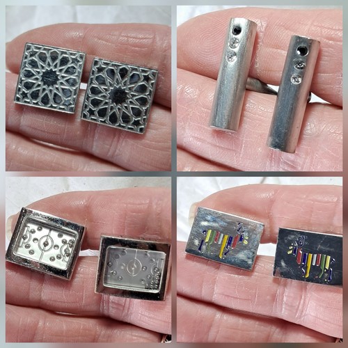 Silver tone cufflinks bundle - tone,