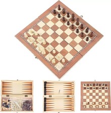 Homemari Wooden Chess Set, Travel Chess Set and Draughts Board Game Gift Idea