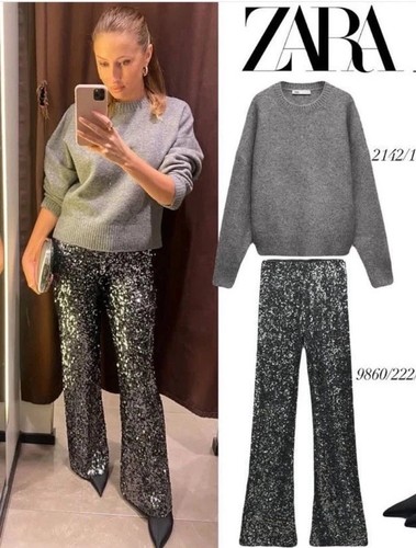 Zara new flared sequinned - new,