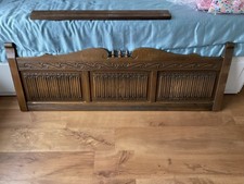 OAK DOUBLE BED OAK WOOD CARVED HEAD BOARD BY OLD CHARM HEADBOARD