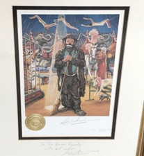 Signed Leighton Jones Emmett Kelly Clown Circus Collection Framed Art Spotlight
