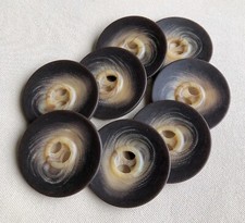 8 Large Modern Design Amber Brown Coat Buttons, Reversible, 2 Hole, 38mm, Set A