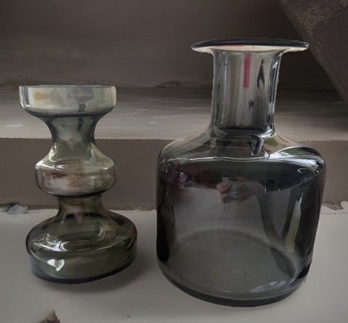 Two stylish glass vases grey - two, vases,