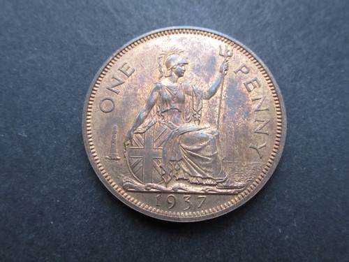 1937 george bronze penny - vi,