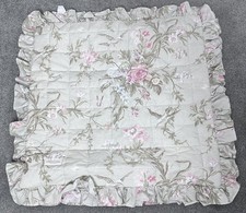Stunning Cabbages And Roses Frill Cushion Covers X2 Sage Large Approx 60x60cm