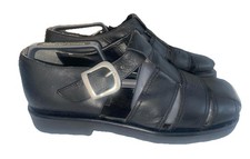 Louis Gianni Men's Black Leather Fisherman Roman Sandals Casual Comfort Size 9