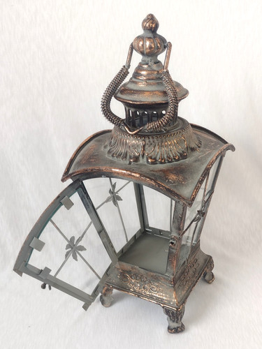 Ornate metal candle lantern - ornate,