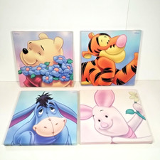 4 x Disney Canvas Prints feat. Winnie the Pooh, Piglet, Eeyore, Tigger