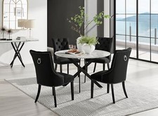 Novara White Marble Black Leg