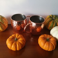 Set of 2 Copper Moscow Mule Mug Cocktail Barrel Bar Tankard Kitchen Barware Cup 