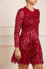Needle And Thread Red Sequin Cocktail Dress UK10 Christmas NYE