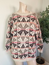 Benetton Womens Jumper Shetland Wool Fairisle Chunky Knit Vintage Retro Scandi M