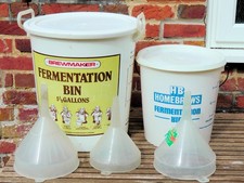 2 Beer Fermentation Bins, plus 3 Funnels (2 x 180 cm & 1 x 150cm)