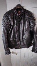 Leather Biker Jacket Mens Size L Tt Leathers Black Vintage 80s