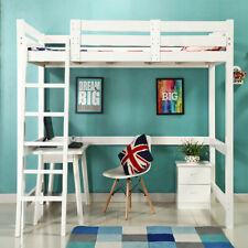 Childrens Adult Cabin Bed High Sleeper Loft Bed Single Bunk Beds Kids Wood Frame