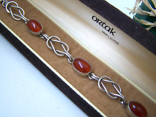 VINTAGE 925 SOLID STERLING SILVER ORTAK MALCOLM GREY AGATE BRACELET 7.5" 19.5CM