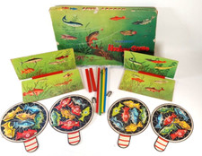 Vintage Magnetic Hookey  Fishing Board Patience Board Game Toy Boxed set